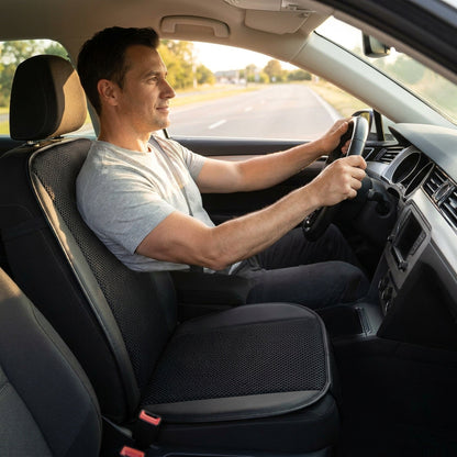 Ventilated Car Seat Cushion - 12V Fan Cooling with Lumbar Massage