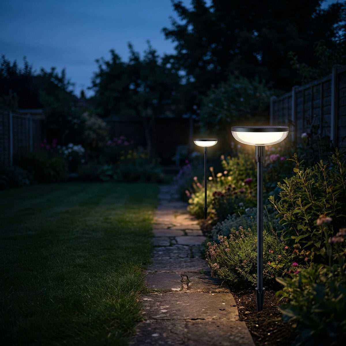 Solar Garden Pathway Lights - Adjustable-Height Path Markers with Auto Dusk-to-Dawn, 2 or 6 Lights