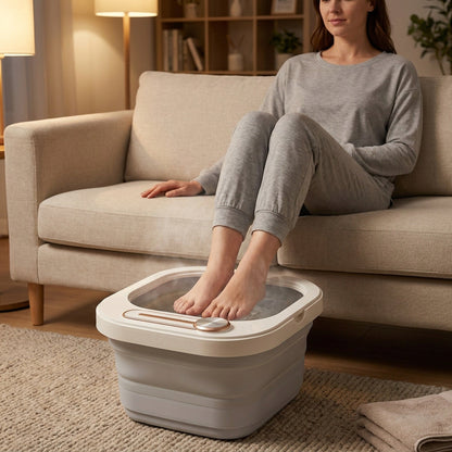 Collapsible Foot Spa with Heat, Bubbles & Massage — Folds Flat to Store, for Deep Relaxation and Soothing At-Home Soaks