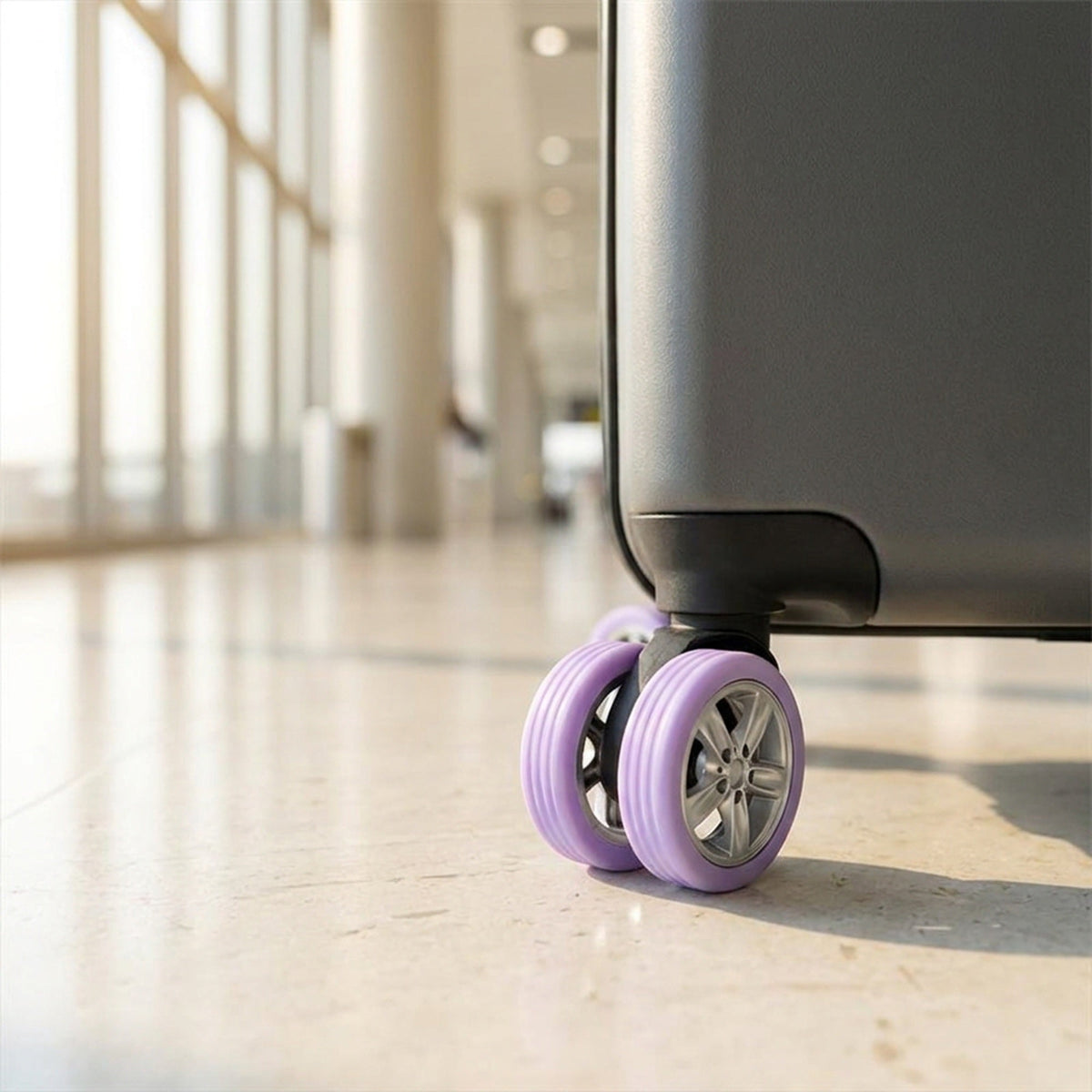 Silicone Luggage Wheel Covers - Stretch Bands for Double-Wheel Spinner Casters