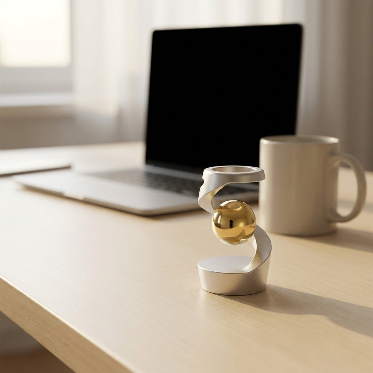 Gravity Defying Kinetic Desk Toy - Desktop Stress Relief Toy, Aluminum Alloy Decompression