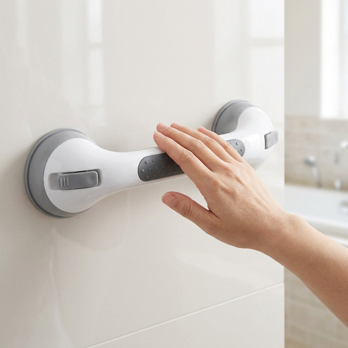 Heavy Duty Suction Shower Grab Bars – 2pcs No-Drill Waterproof Handles for Bathtubs & Showers, Safe Support for Seniors and the Elderly