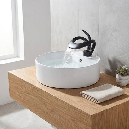 Solid Brass Waterfall Basin Faucet – Single Handle Hot and Cold Mixer Tap for Modern Bathroom Sink Installation