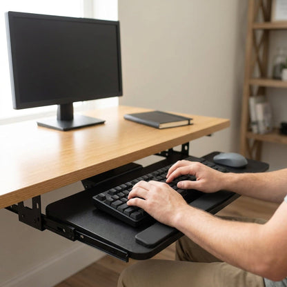 Adjustable Keyboard Tray – Slide-Out Under-Desk Holder with Height & Angle Control for Comfort Typing at Home & Office