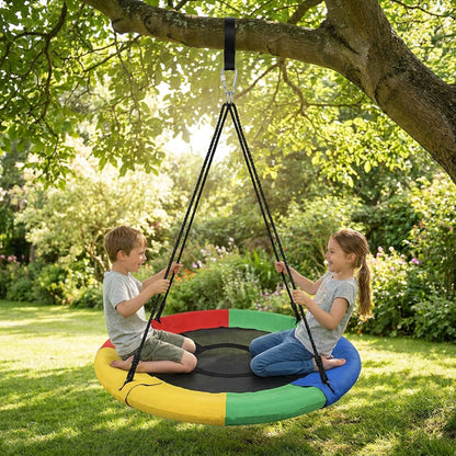 43-Inch Saucer Tree Swing for Kids – 360° Rotating Waterproof Nest Hammock Seat, Tree Straps and Swivel Included