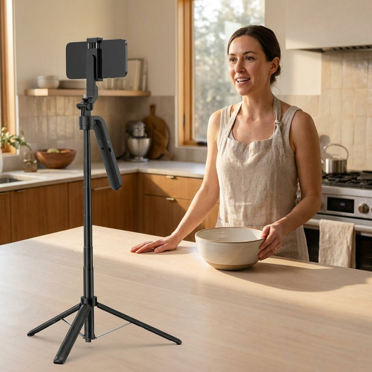 Auto Face-Tracking Phone Tripod & Selfie Stick – Motorized 360° Head, Extends to 70.9 in (180 cm), No App Needed