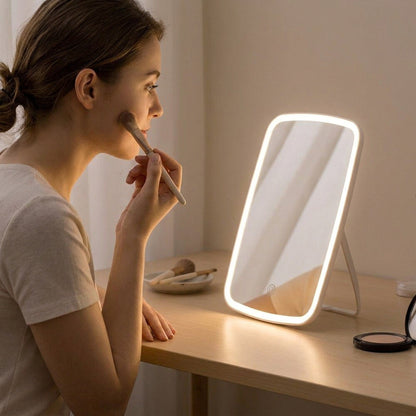 Touch-Sensitive Portable Makeup Mirror - With LED Brightness, Adjustable and USB Rechargeable