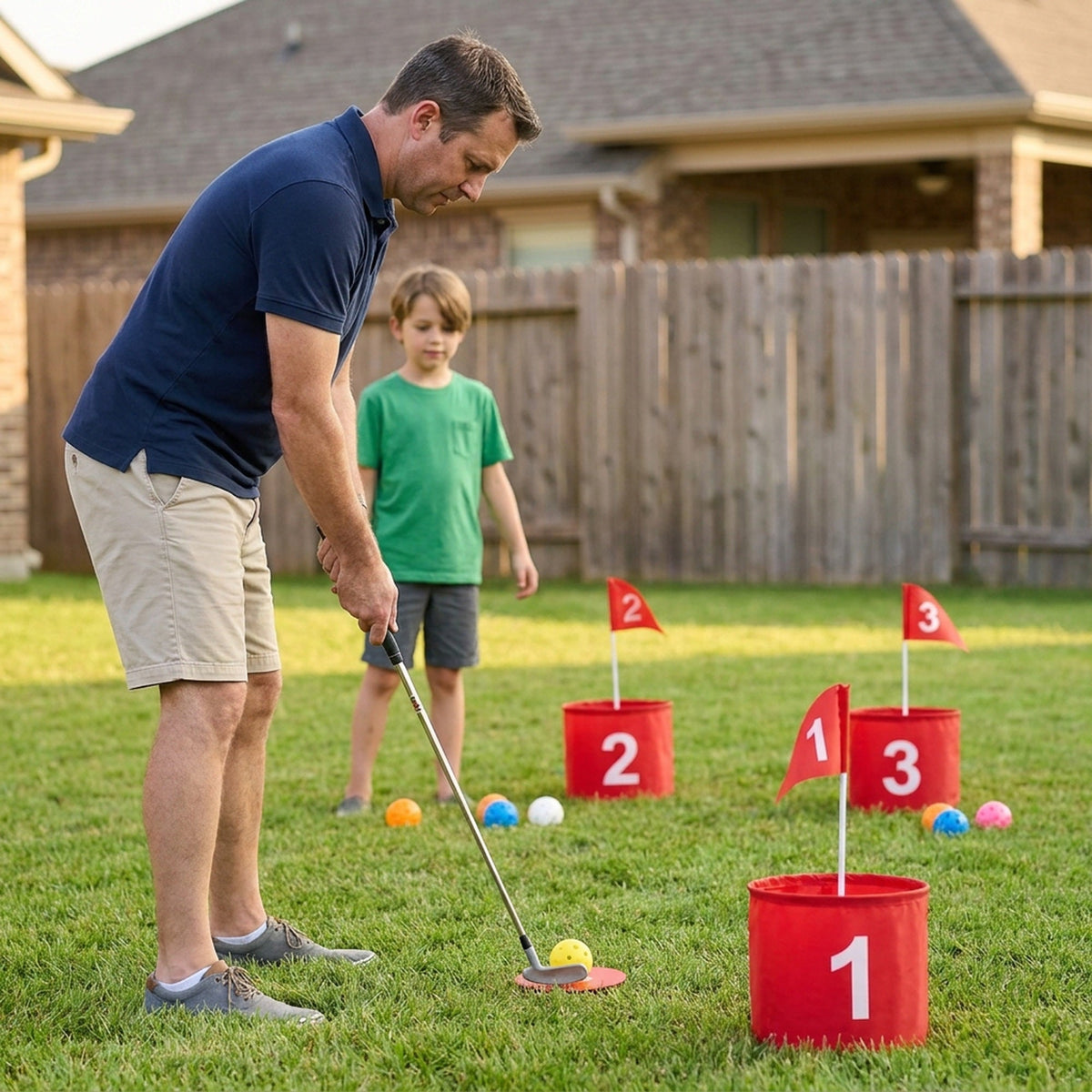 Backyard Golf Chipping Game – Portable Yard Golf Target Set with Pop-Up Buckets, Numbered Flags, Tee Markers & Carry Bag