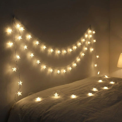 Star LED String Lights - Indoor Fairy Garland for Bedrooms, Weddings, Parties & Christmas