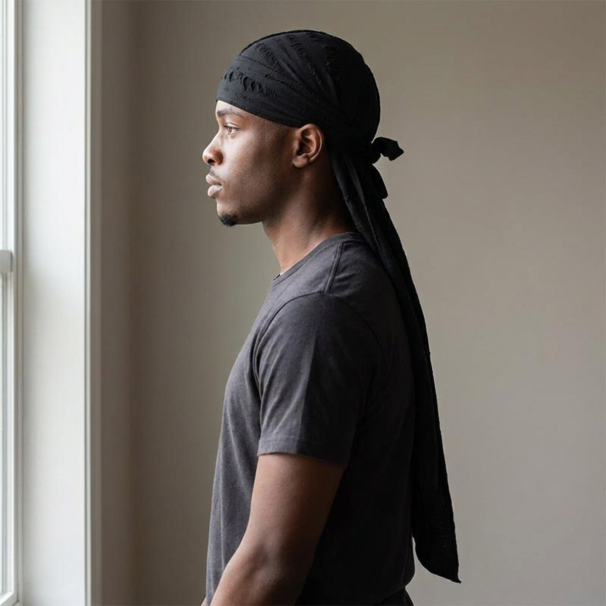 Vintage Hole Cotton Durag Headband – Long-Tail Pirate Style Bandana for Hip Hop Fashion, Cycling, and Trendy Urban Headwear