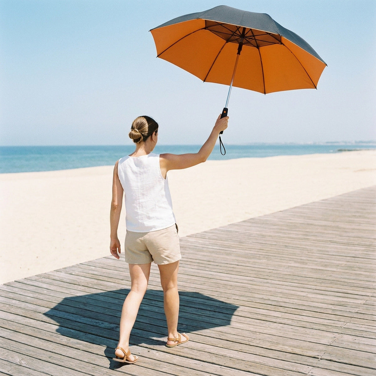 Misting Fan Umbrella – Full-Size Shade with a Built-In Fan and Hand-Pump Mist