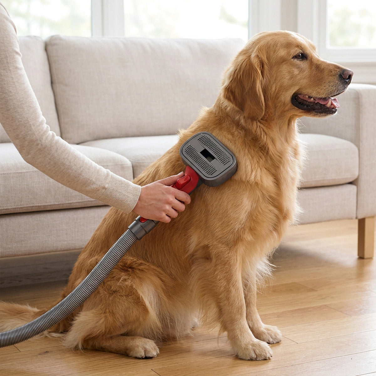 Dog Vacuum Brush Kit – Slicker & Dematting Comb Heads Compatible with Dyson V7 V8 V10 V11 V15, with Trigger Lock and 59 in Extension Hose