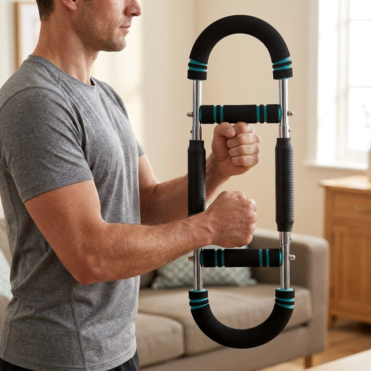 Chest Expander, Arm Exerciser Adjustable Set - U-Shaped Arm Exercise Equipment for Home Fitness and Chest Muscle Workouts