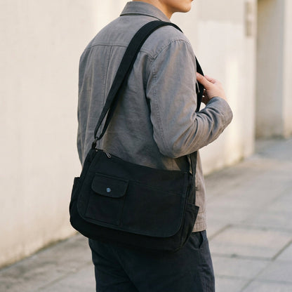 Casual Canvas Messenger Bag – Versatile Large-Capacity Flip Shoulder Book Bag for Students, Adjustable Unisex Crossbody Bag for School & Daily Use