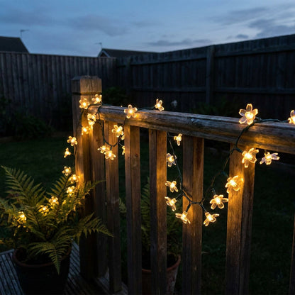 Cherry Blossom Fairy String Lights - Solar or Battery Powered, for Gardens, Weddings, Patios & Christmas Decor