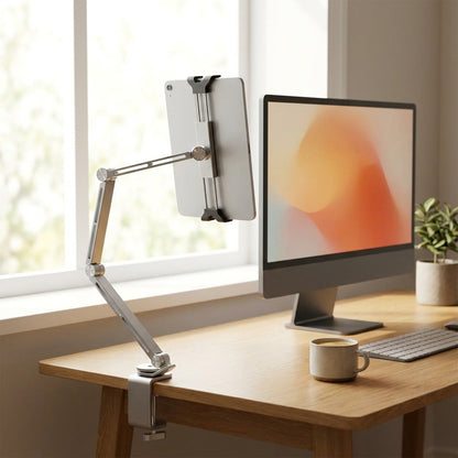 Adjustable Rotating Tablet Stand Holder - Portable Monitor Tablet Holder, Pad and Phone Clip Mount