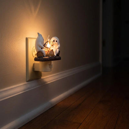 Ghost Campfire Flickering Night Light - Halloween Ghost Bonfire Night Light