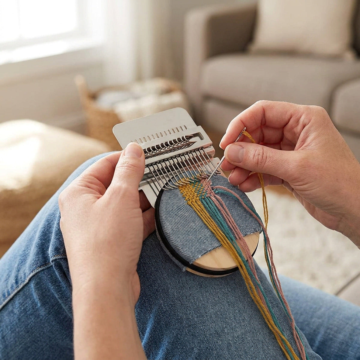 Darning Mini Loom Machine - Handy Small Loom Kit for Beginners, Quickly Repair Jeans, Repair Holes, DIY Beautiful Weaving