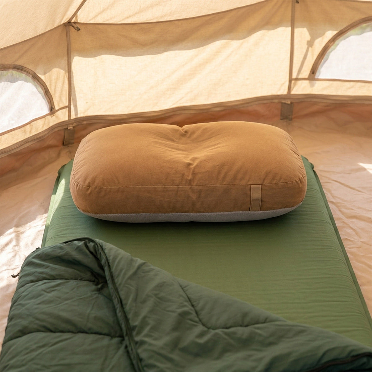 Memory Foam Camping Pillow - Full-Size Rollable Camp Pillow with Removable Washable Cover and Stuff Sack