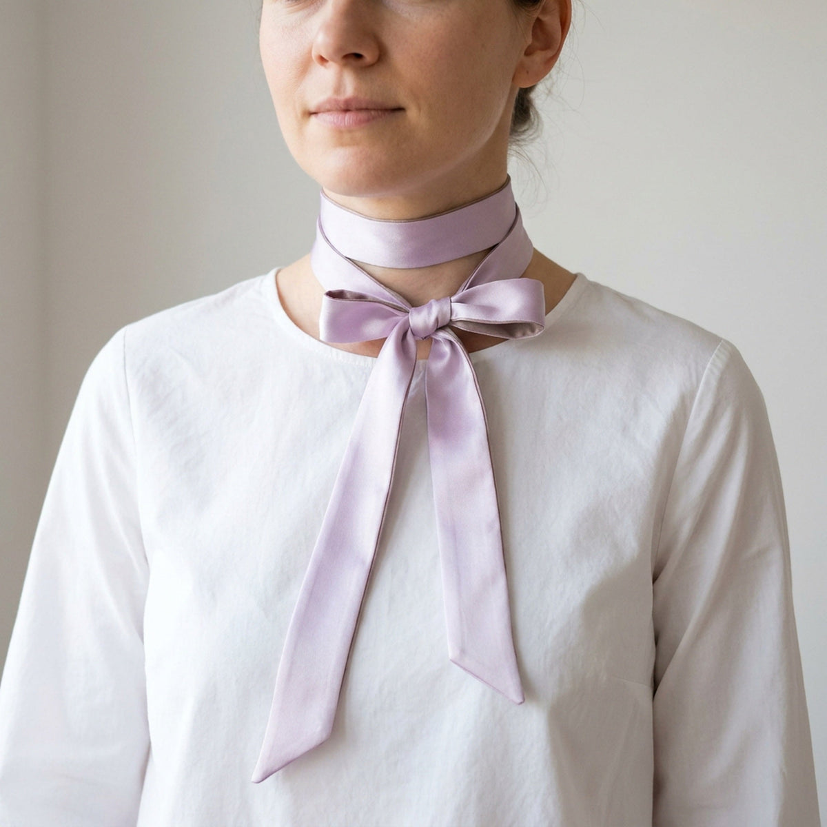 Satin Narrow Scarf - Long Skinny Neck & Hair Ribbon in 10 Colors