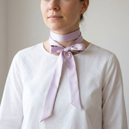 Satin Narrow Scarf - Long Skinny Neck & Hair Ribbon in 10 Colors