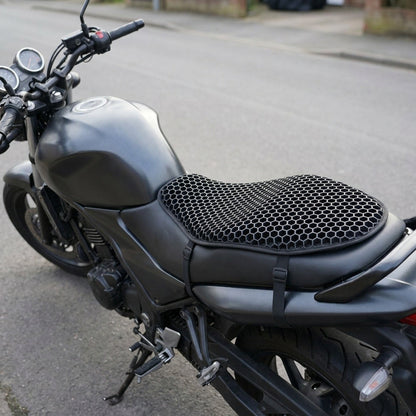 Motorcycle Seat Cushion — 3D TPE Honeycomb Pad with Two Adjustable Straps