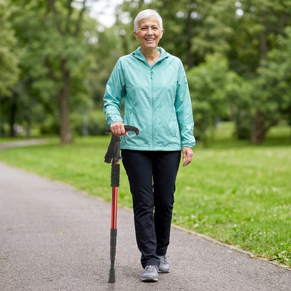 Telescopic Trekking Pole & Walking Stick – Single Adjustable Aluminum Pole, 4-Section T-Handle or 5-Section Folding