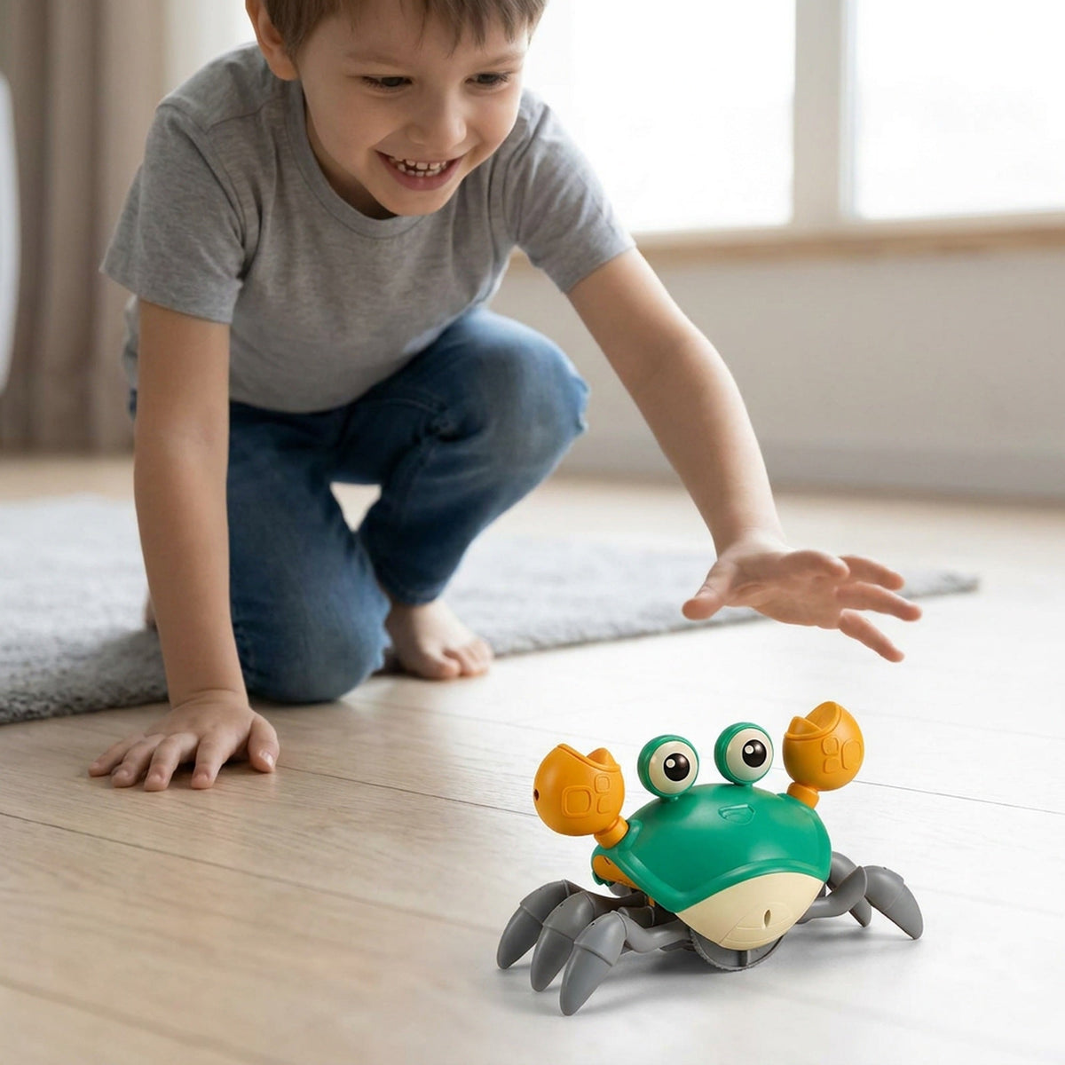 Kids Crawling Crab & Octopus Toy - Sensor Escape Chase Toy with Lights and Music