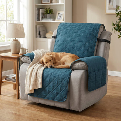 Waterproof Non-Slip Recliner Cover – One-Piece Chair Protector with Side Pockets