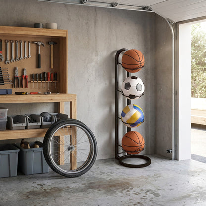 Sports Ball Storage Rack - Removable Garage Ball Organizer, Vertical Sports Display Stand for Volleyball, Football, Basketball and Soccer Ball