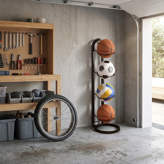 Sports Ball Storage Rack - Removable Garage Ball Organizer, Vertical Sports Display Stand for Volleyball, Football, Basketball and Soccer Ball