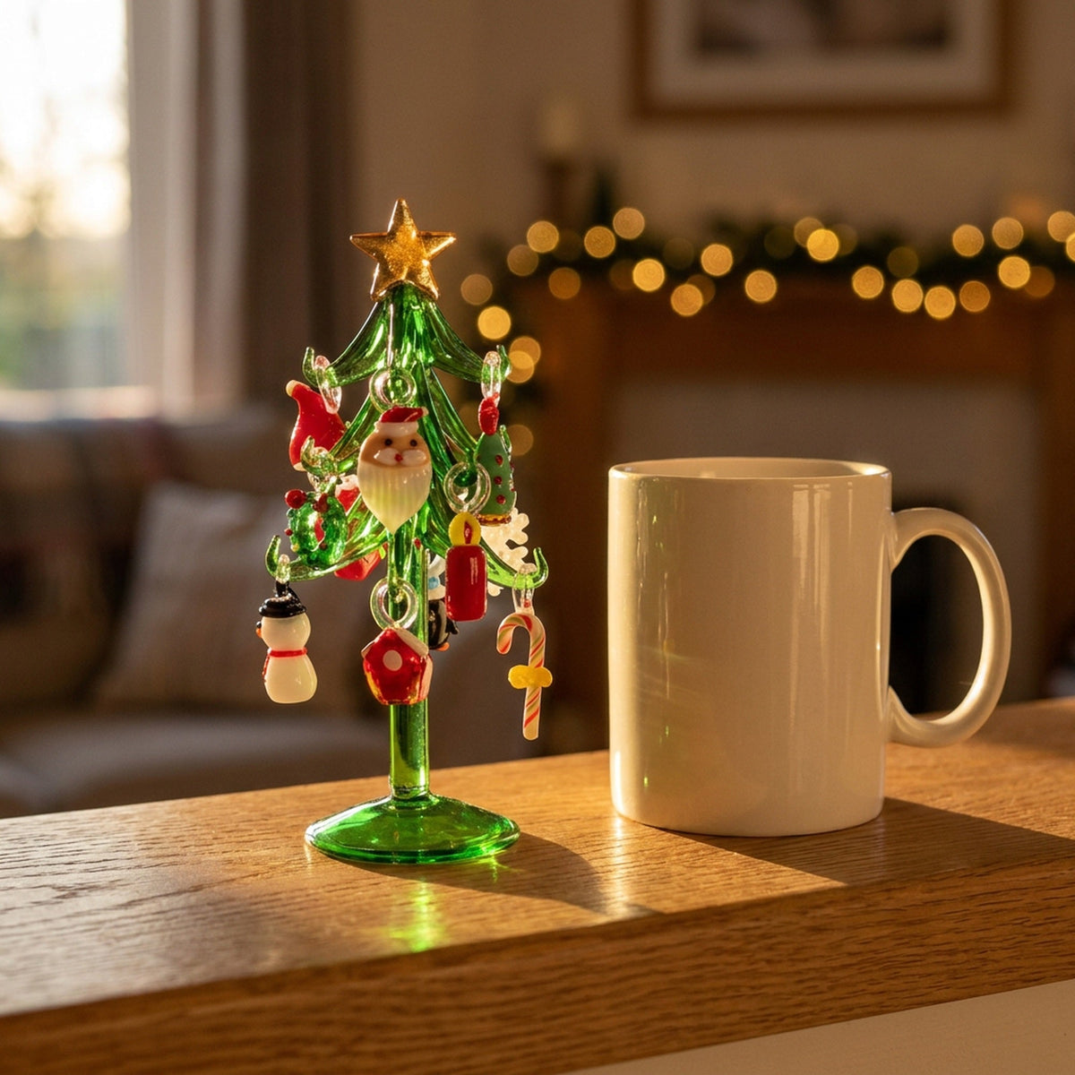 Handmade Murano Glass Christmas Tree Figurine – 15cm Ornament for Home Décor, Collectibles & Elegant Holiday Gift Giving