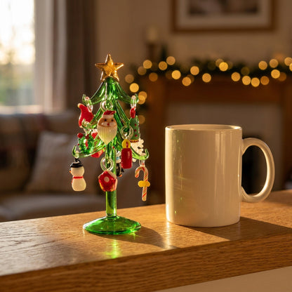 Handmade Murano Glass Christmas Tree Figurine – 15cm Ornament for Home Décor, Collectibles & Elegant Holiday Gift Giving