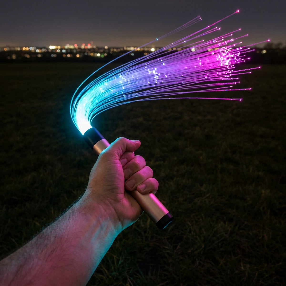 LED Rechargeable Light Whip - Fiber Optic Glowing Light Whips for Dancing