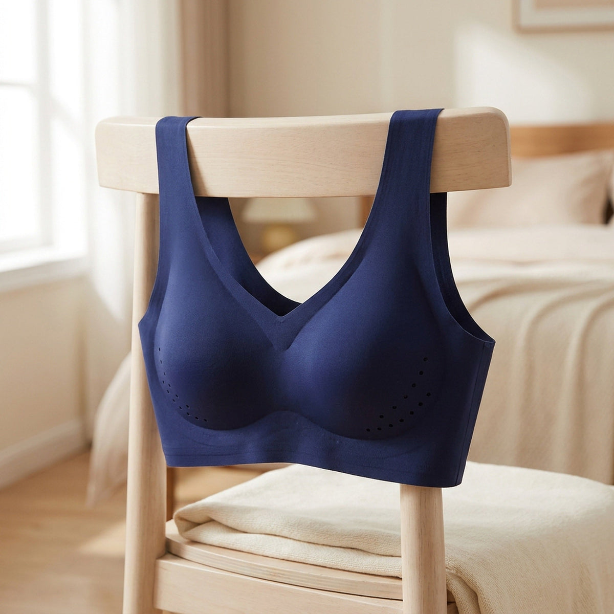 Ice Silk Seamless Wireless Comfort Bra - No Underwire, Wide Straps, Removable Pads, Non-Marking