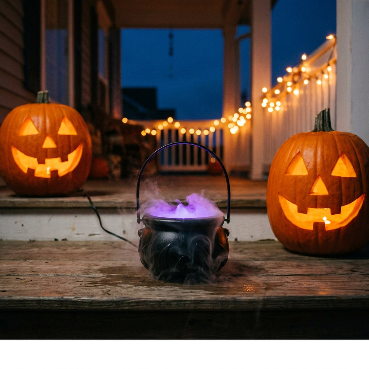 Witch Cauldron Fog Machine – Halloween Mist Maker Fogger, 12 Color-Changing LED Water Fountain Prop for DIY Haunted House & Party