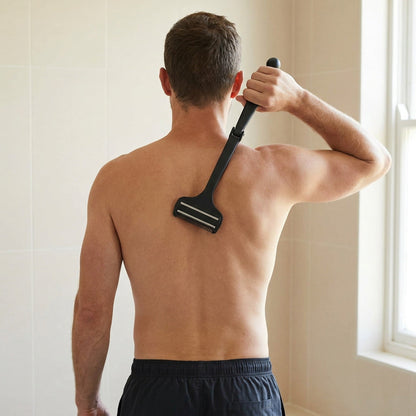 Men's Back Shaver, Two Head Blade, Easy Grip & Retractable Handle