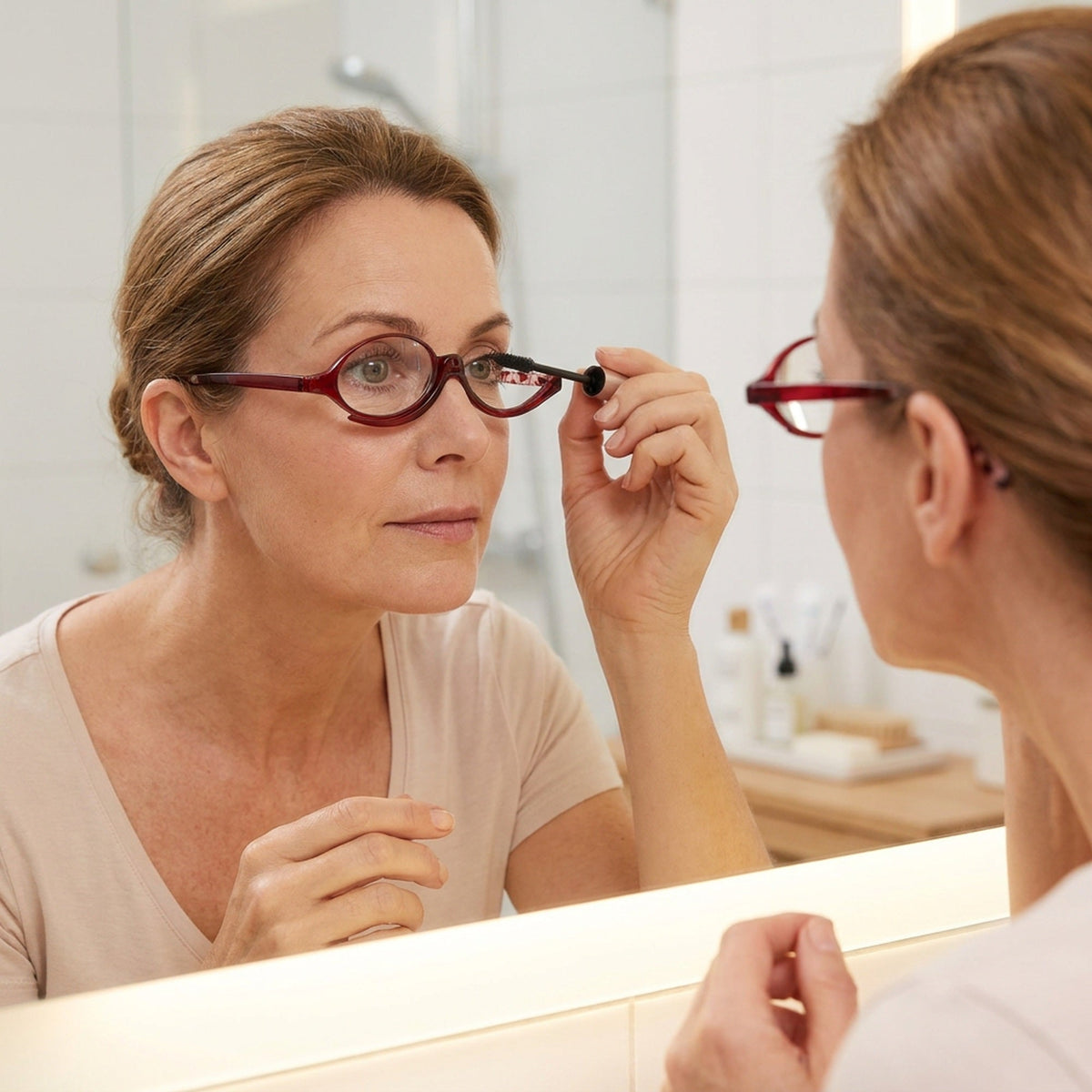 Rotating Makeup Reading Glasses - Magnifying Flip Down Cosmetic Readers for Women