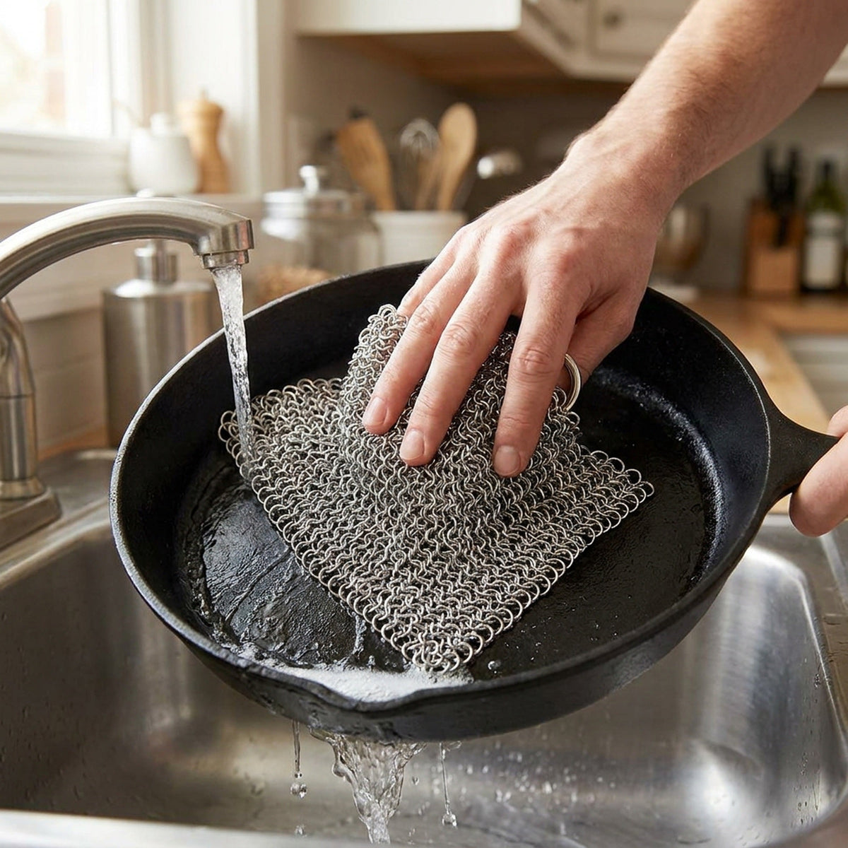 Chainmail Scrubber for Cast Iron and Carbon Steel Pans