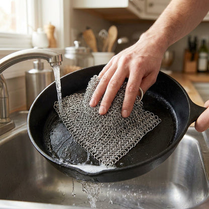 Chainmail Scrubber for Cast Iron and Carbon Steel Pans