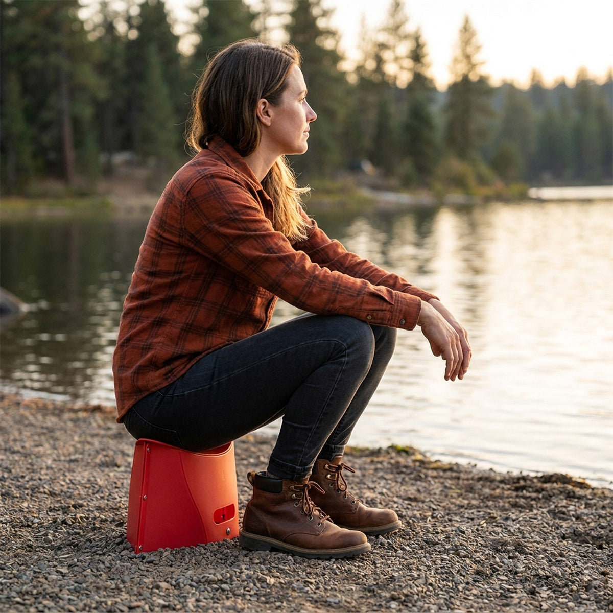Folding Camp Stool - Ultra-Slim Portable Seat That Folds Flat for Camping, Fishing, Travel and Lines