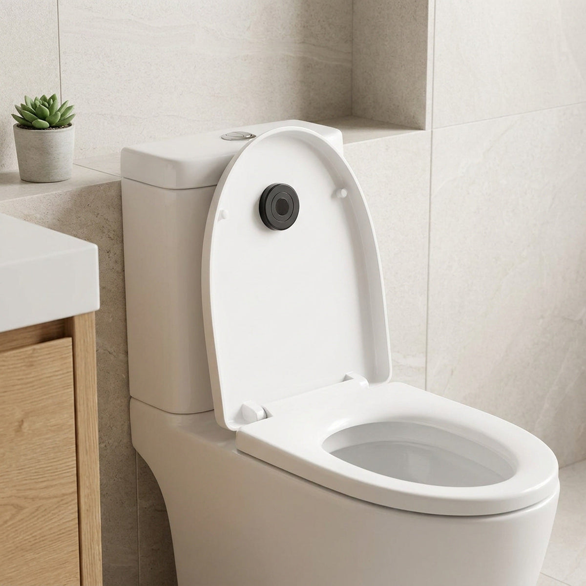 Automatic Toilet Flusher for Push-Button Toilets – Touchless Motion Sensor Flush Kit, Battery Powered