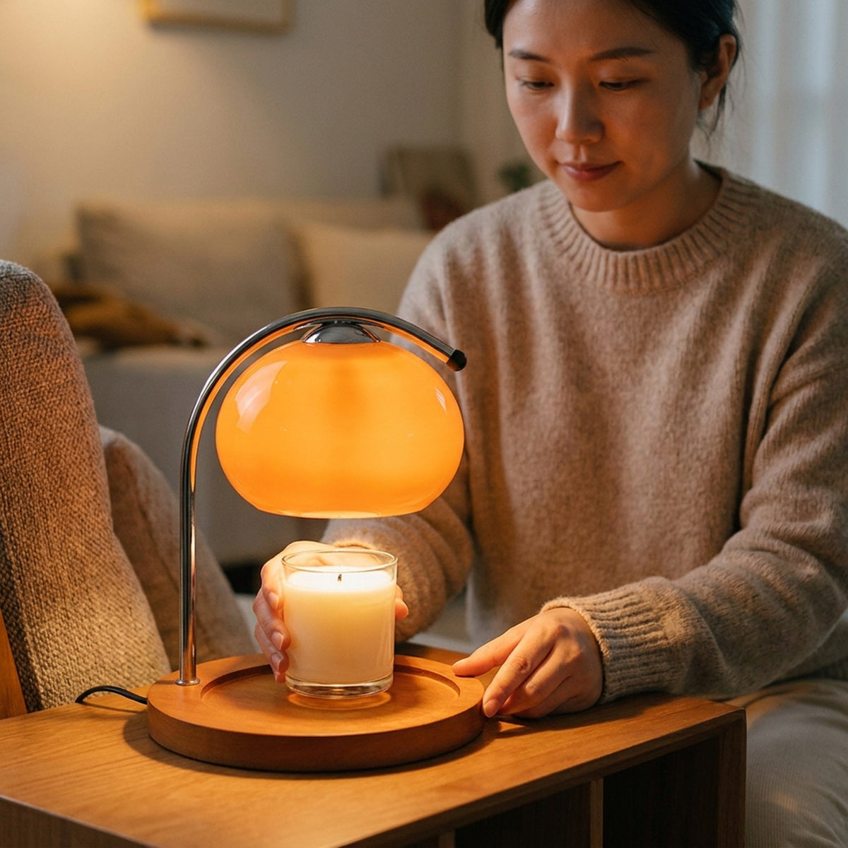 Retro Glass Dimmable Candle Warmer Lamp - Warm & Aromatic Ambiance