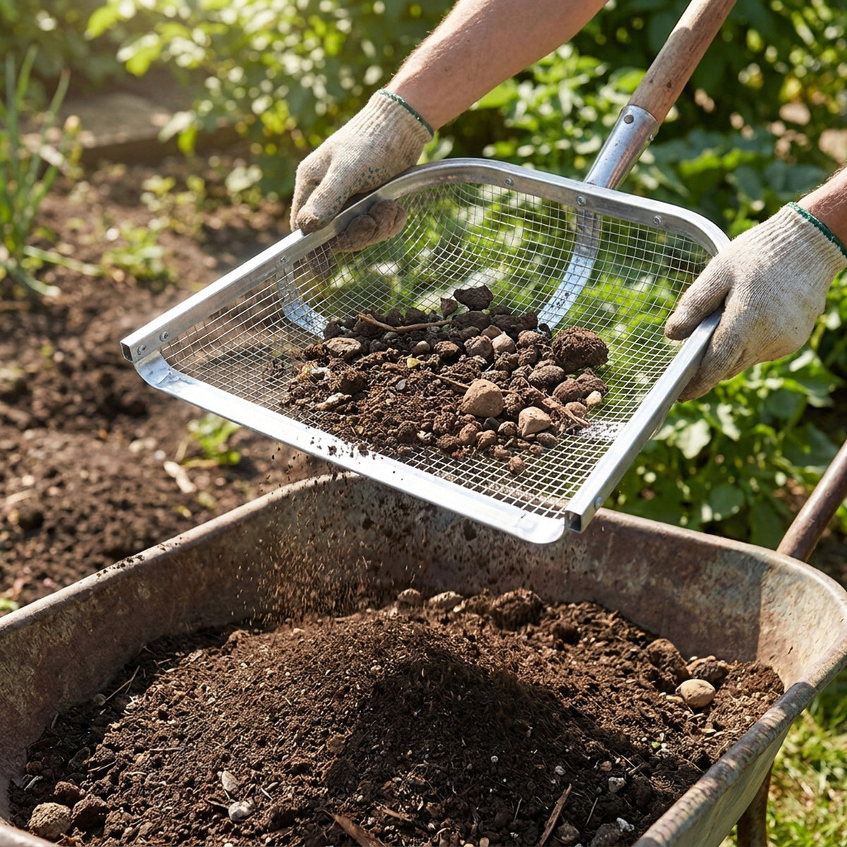 Garden Sieve & Sifting Scoop Set – Heavy-Duty Steel Riddle and Scoop for Soil, Sand and Compost