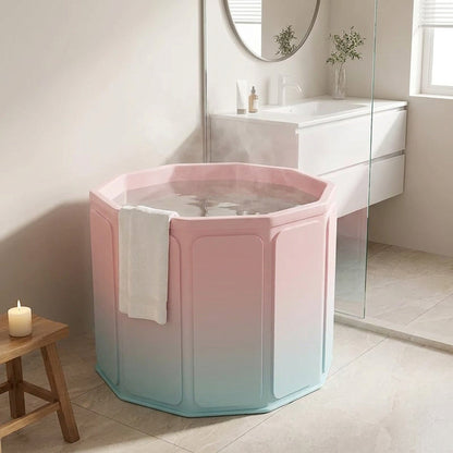 Portable Foldable Bathtub for Adults – Collapsible Soaking Tub for Small Bathrooms, No Power Needed
