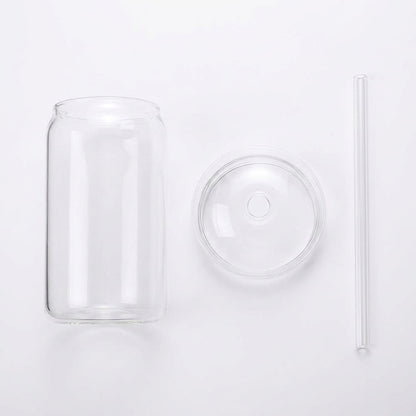 Glass Cup with Lid and Glass Straw – 15 oz Reusable Clear Tumbler for Iced Coffee & Cold Drinks
