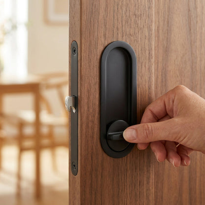 Invisible Entry Hook Pocket Door Lock –  With Interior Lock Fittings, Modern Sliding Hardware for Doors, Rooms, or Minimalist Spaces