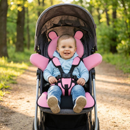 Bear-Shaped Padded Seat Liner with Support Harness - for Strollers, High Chairs & Dining Chairs