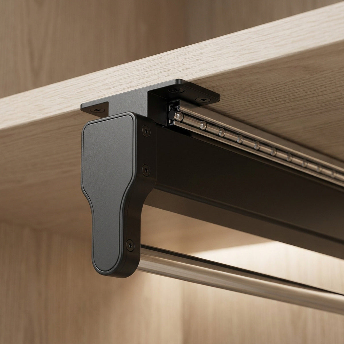 Top-Mount Pull-Out Wardrobe Hanger Rail – Extendable Adjustable Closet Rod for Hanging Clothes, Trouser Organization, Maximizing Wardrobe Space Neatly and Efficiently