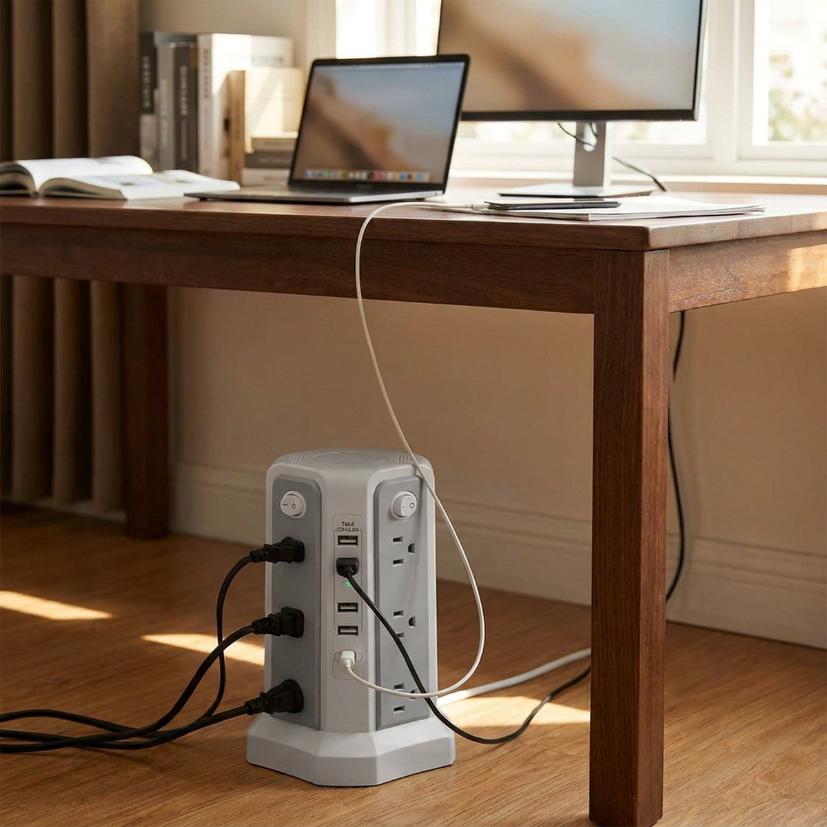 Upgraded Surge Protector Tower – 12 AC Outlets & 5 USB Ports with 10.2ft Cord, Must-Have Charging Station for Home, Office, Travel